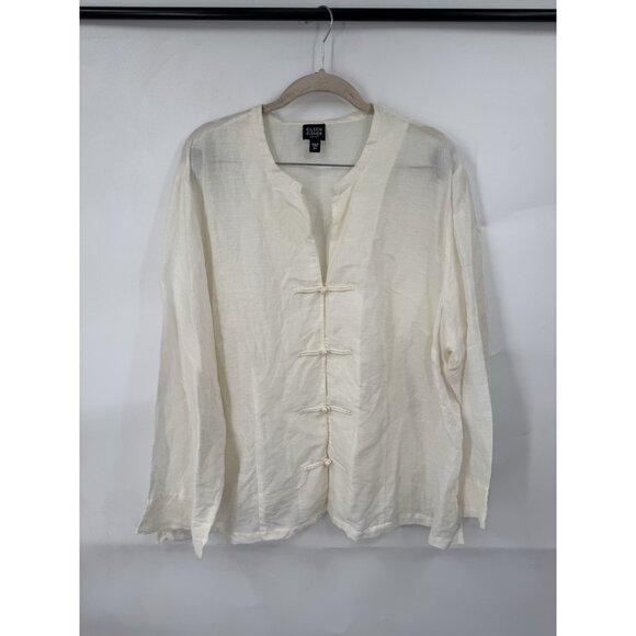 Eileen Fisher Silk Linen Top Women Plus Size 2X Ivory Minimalist Lagenlook - Picture 1 of 9